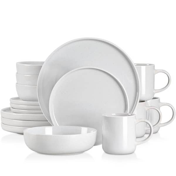 Sesam 16-Piece Brilliant Sesame Spots Light Gray Stoneware Dinnerware Set (Service for 4)