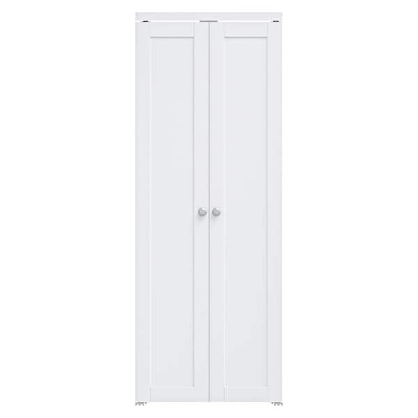ARK DESIGN 30 in. x 80 in. Solid Core Composite MDF Bi-fold Door + French Style Pivot Hardware (1-Lite White Finish)