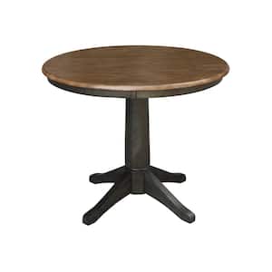 Hickory /Coal 36 in. Round Solid Wood Dining Table