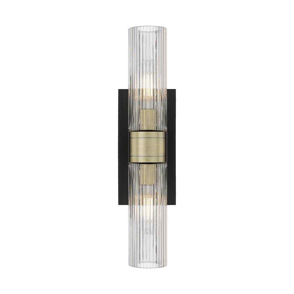 Ballston Urban 18 in. 2-Light Black Antique Brass Vanity Light with Glass Shade price history on PriceWatchPro