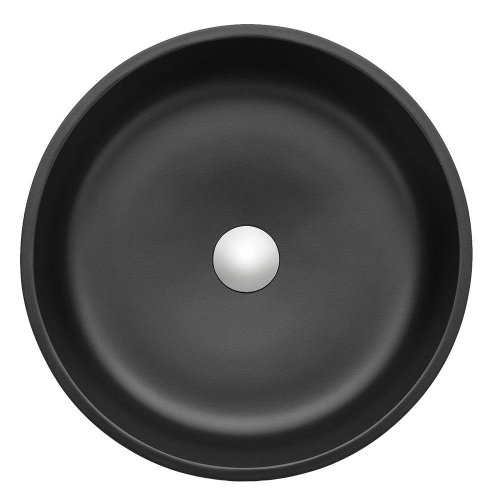 Matte Black Round Glass Above-Counter Bathroom Sink