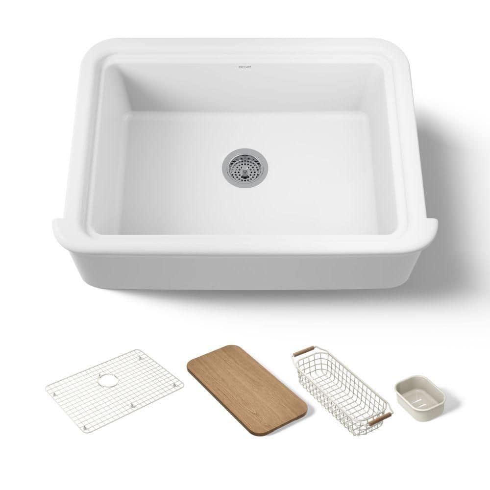 Audrine 32.5 In. Farmhouse/Apron-Front Single Bowl Fireclay Workstation Kitchen Sink In White price history on PriceWatchPro