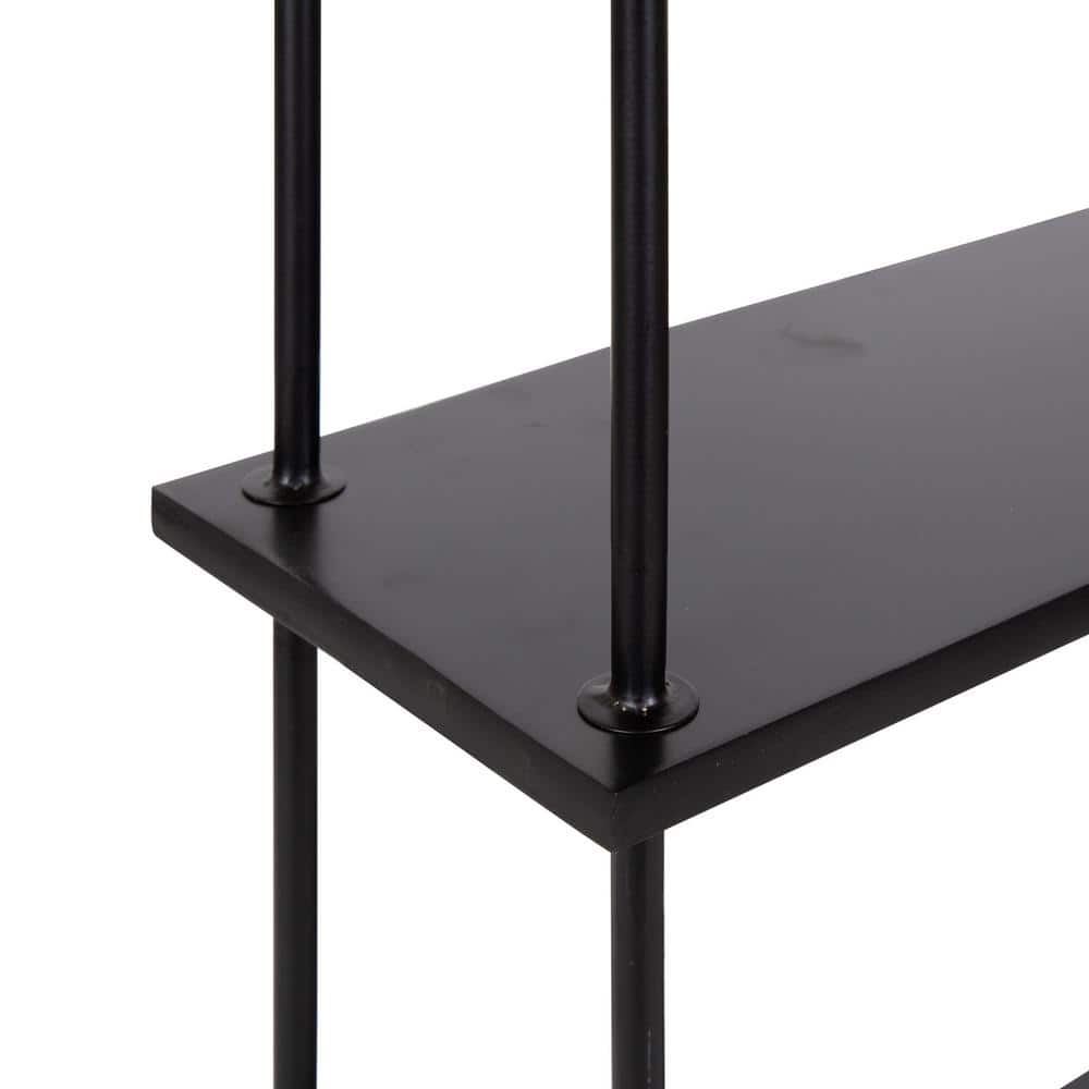 Walters 32'' Modern Black Wood and Metal 3-Tier Wall Shelf