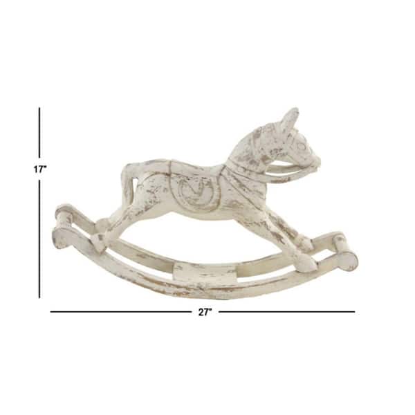 27 in. x 17 in. White Mango Wood Horse Sculpture