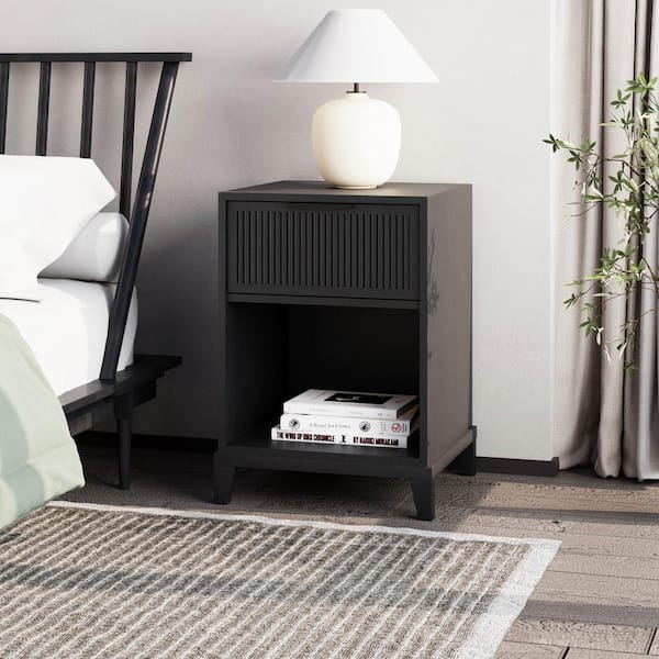 Walker Edison Furniture Company 1-Drawer Black Solid Wood