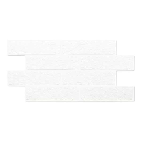 sunwings MCM Brick 11.8 in. x 23.6 in. Matte White Natural Clay Flexible Stone Look Travertine Wall Tile (11.64 sq. ft./Case)
