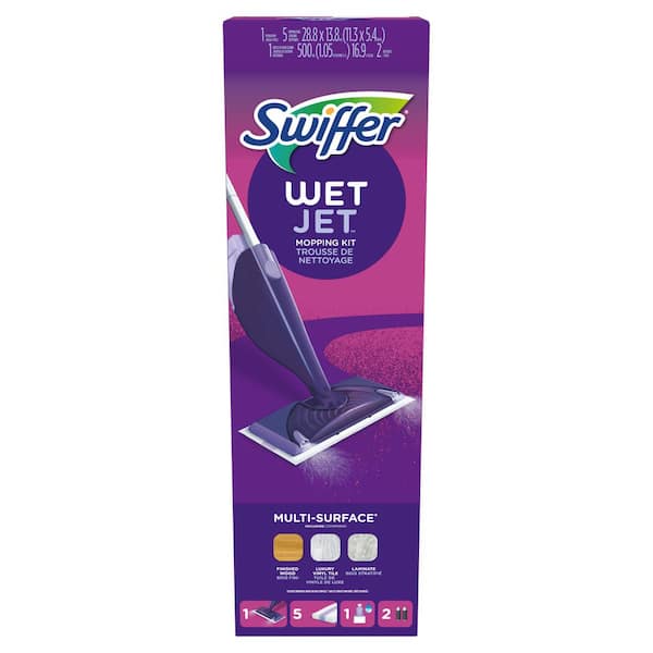 Swiffer WetJet Power Spray Mop Starter Kit (1-WetJet, 5-Pads, Cleaning Solution and Batteries)