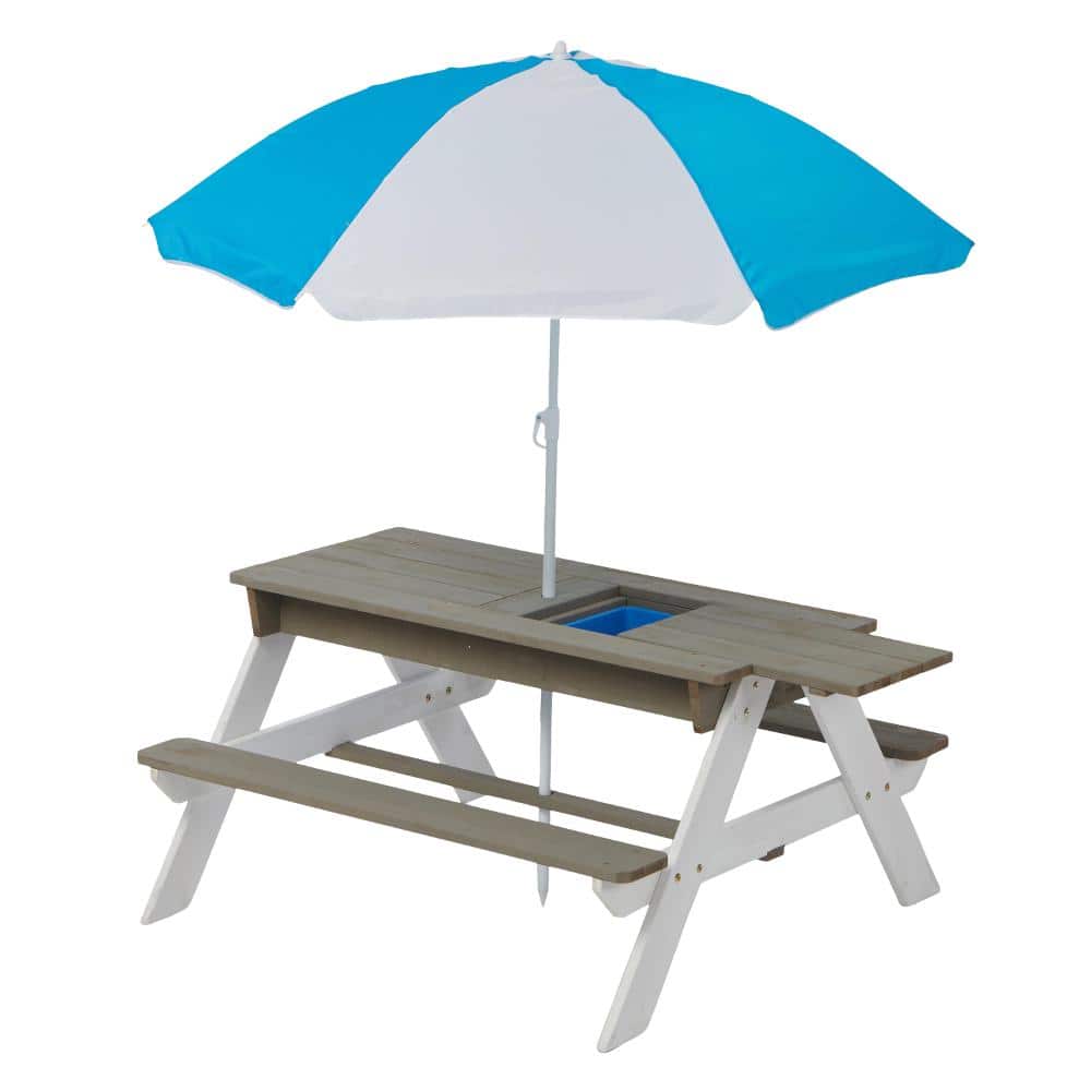 Gray Wooden Kids Sand and Water Table, Activity Table with Umbrella price history on PriceWatchPro