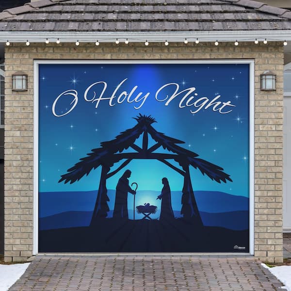 My Door Decor 7 ft. x 8 ft. Nativity Scene O'Holy Night-Christmas Garage Door Decor Mural for Single Car Garage