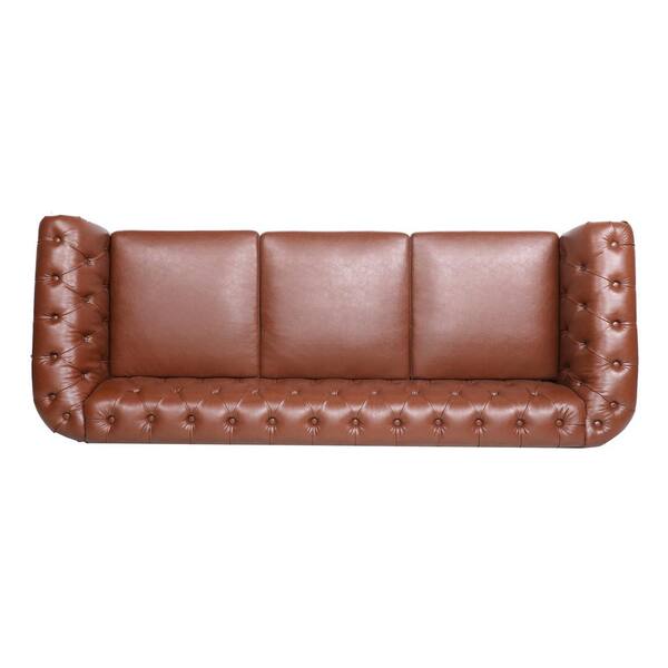 Seafuloy 84 in. Rolled Arm 3-Seater Nailhead Trim Sofa in