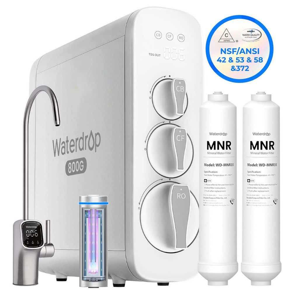 G3P800 Reverse Osmosis System, 800 GPD, NSF/ANSI 42,58,372 Certified, 3:1 Pure to Drain, Tankless, Extra 2MNR35 Filter