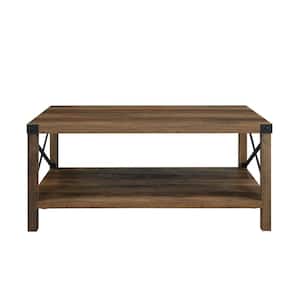 Urban Industrial 40 in. Rustic Oak Rectangle MDF Wood Top Coffee Table with Shelf