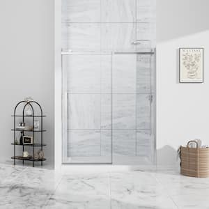 Silver Obsidian 54 in. W x 74 in. H Single Sliding Frameless Shower Door in Chrome with Clear 5/16 in. Glass