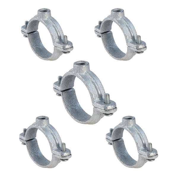 The Plumber's Choice 1-1/2 in. 2-Piece Split Ring Pipe Hanger in Galvanized Malleable Iron (5-Pack)