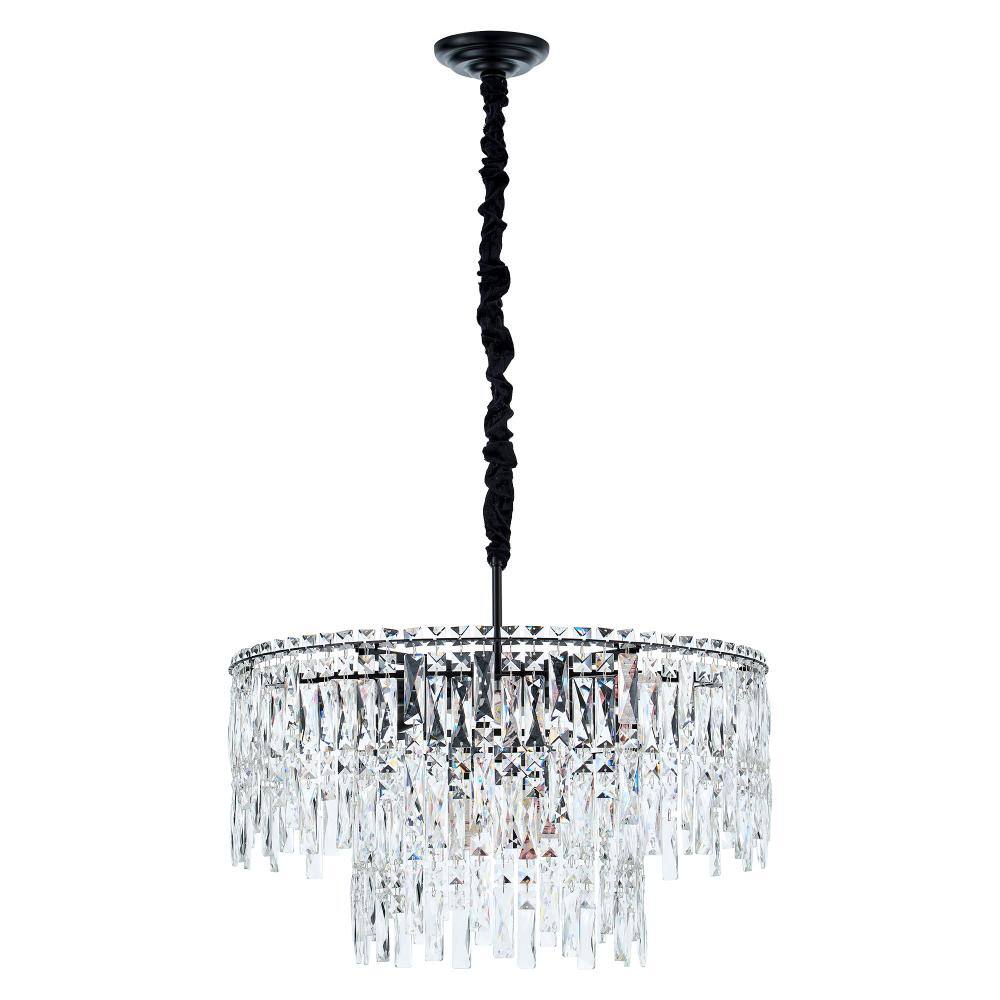 Modern Luxury 10-Light Black Round Tassel Crystal Chandelier for Dining Room Foyer Staircase with No Bulbs Included price history on PriceWatchPro