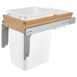 White Single 35 Quart Pull Out Top Mount Waste Bin