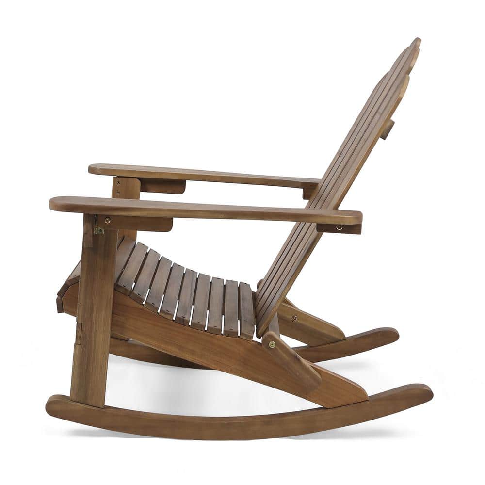 Cara Dark Brown Acacia Wood Adirondack Rocking Chair