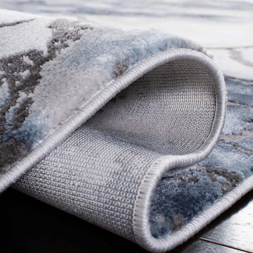 Abstract Swirls Easy-Care Synthetic Area Rug, 6'7" x 9', Grey/Blue