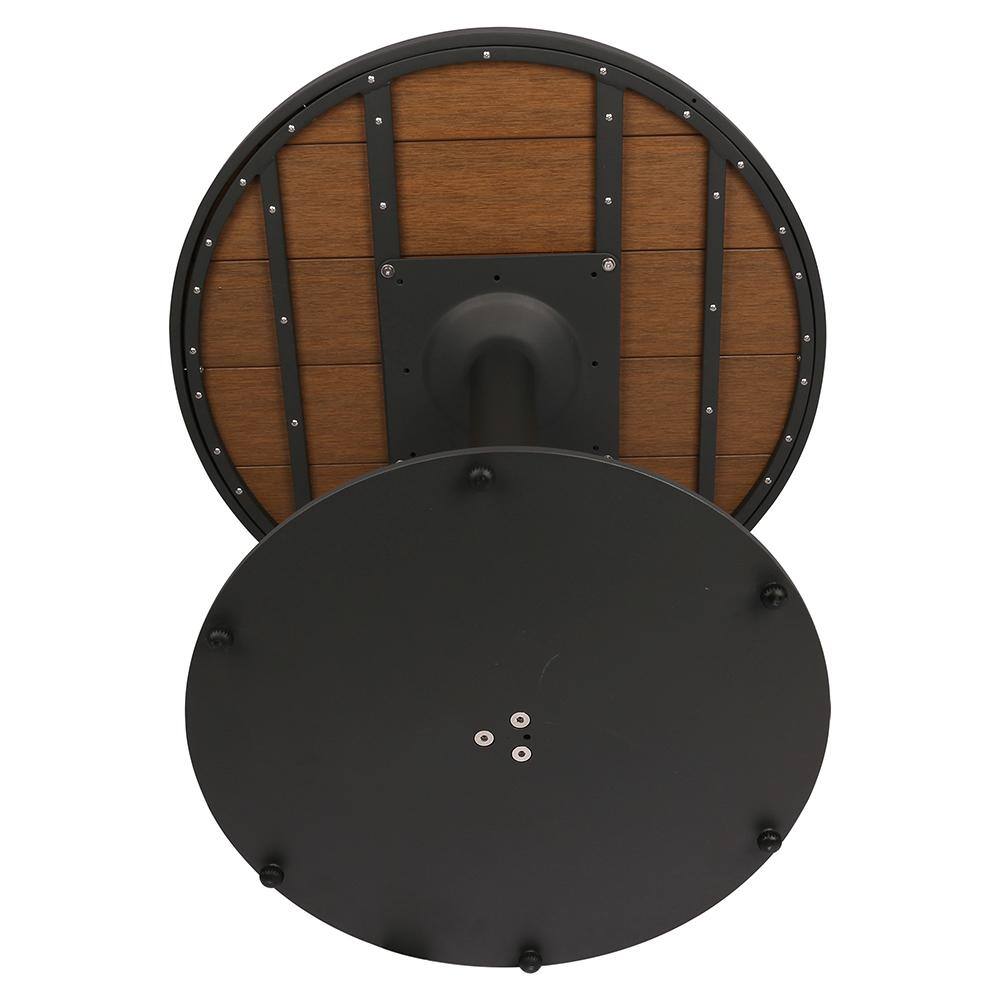 Underside view of the Newtechwood round table showing construction.