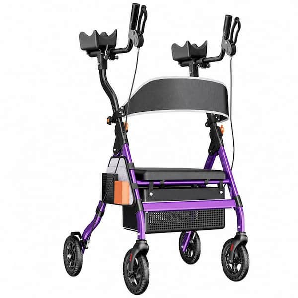 Heavy Duty Upright Rollator Walker for Seniors with Seat, Easy Assembly, Foldable Design