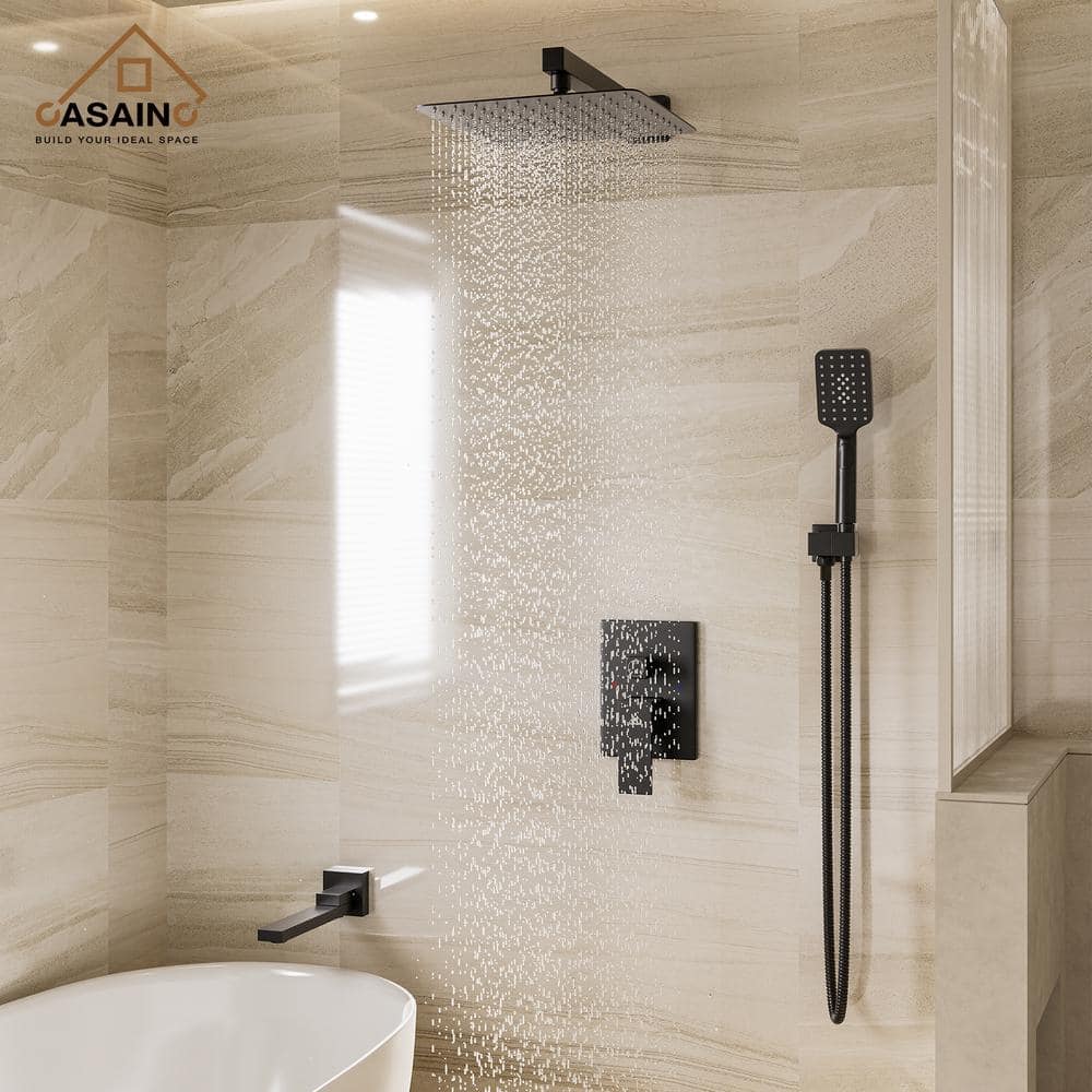 Matte Black Dual Function Square Rain Shower System