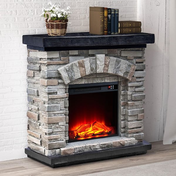 FESTIVO 36 in. Freestanding Electric Fireplace in Gray FFP20141