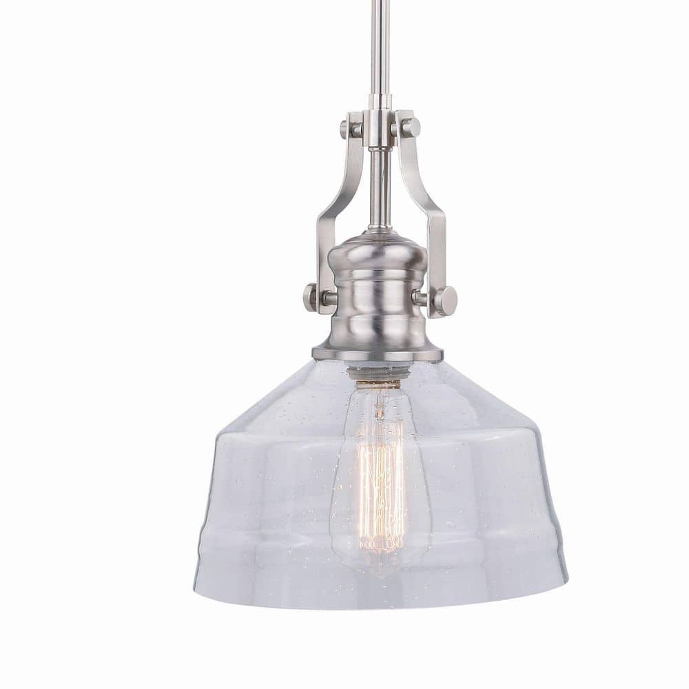 Beloit 9" Satin Nickel and Glass Mini Pendant Light