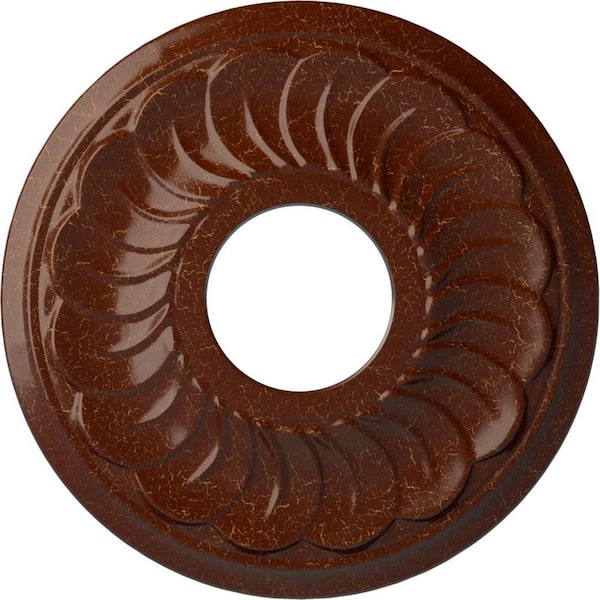 Ekena Millwork 1" x 11-3/4" x 11-3/4" Polyurethane Jet Blackthorne Ceiling Medallion, Burnished Mahogany Crackle