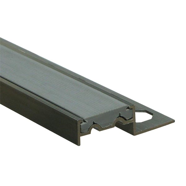 EMAC Novopeldano 1P PVC Anthracite 3/8 in. x 98-1/2 in. Aluminum-PVC Tile Edging Trim