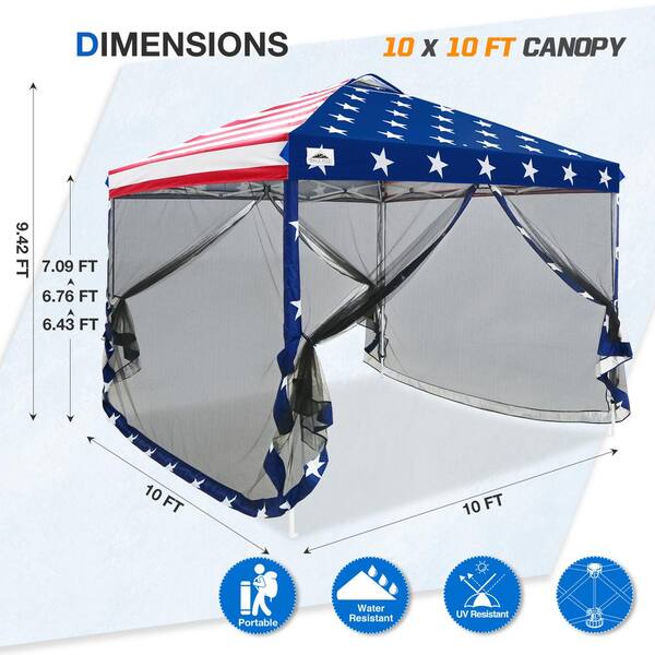 EAGLE PEAK 5 ft. x 5 ft. Blue Pop Up Canopy with 1 Removable Sunwall  E25SW1-BLU-AZ - The Home Depot