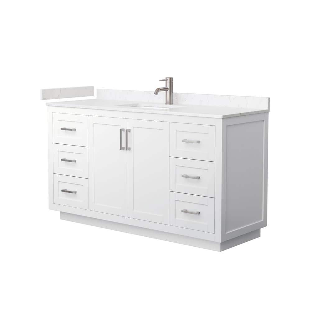 Miranda 60" White Freestanding Single Bathroom Vanity with Cultured Marble Top
