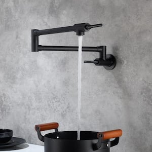 Wall Mounted Pot Filler with Swivel Spout in Matte Black