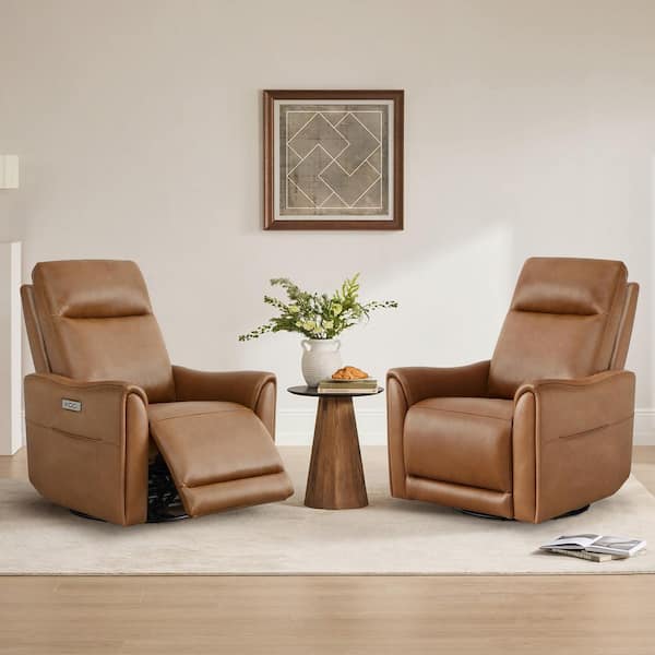 Spruce & Spring Iris Saddle Genuine Leather Swivel Glider Power
