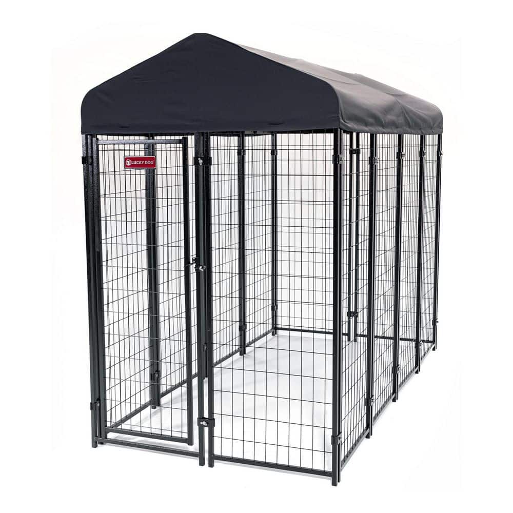 Lucky Dog STAY Series Steel Grey Villa Kennel (4 ft. x 8 ft