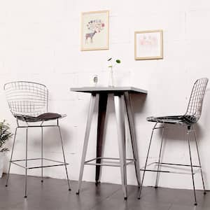 Mid Century Modern Chrome Wire Counter Stool with 24 in. Seat Height (Black)