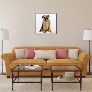"My Puggy" Reverse Printed Art Glass and Anodized Aluminum Black Frame Wall Art