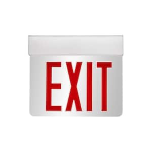 Hardwired 120-Volt to 277-Volt Integrated LED Silver Exit Sign with Back-Up Battery