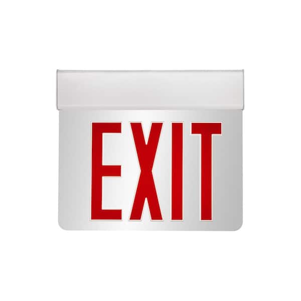 Sunlite Hardwired 120-Volt to 277-Volt Integrated LED Silver Exit Sign with Back-Up Battery