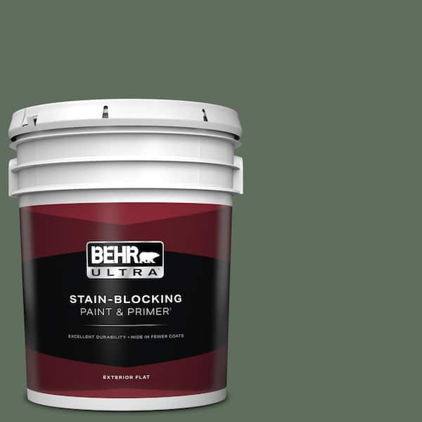 BEHR ULTRA 5 gal. #450F-6 Whispering Pine Flat Exterior Paint & Primer