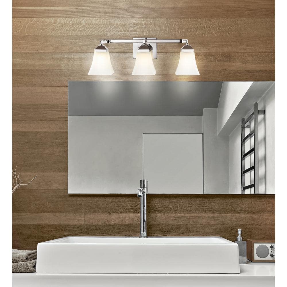 Staunton 24" Chrome 3-Light Iron and Glass Vanity Light