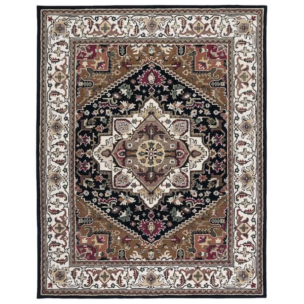 SAFAVIEH Heritage Navy/Brown 9 ft. x 12 ft. Border Floral Medallion Area Rug