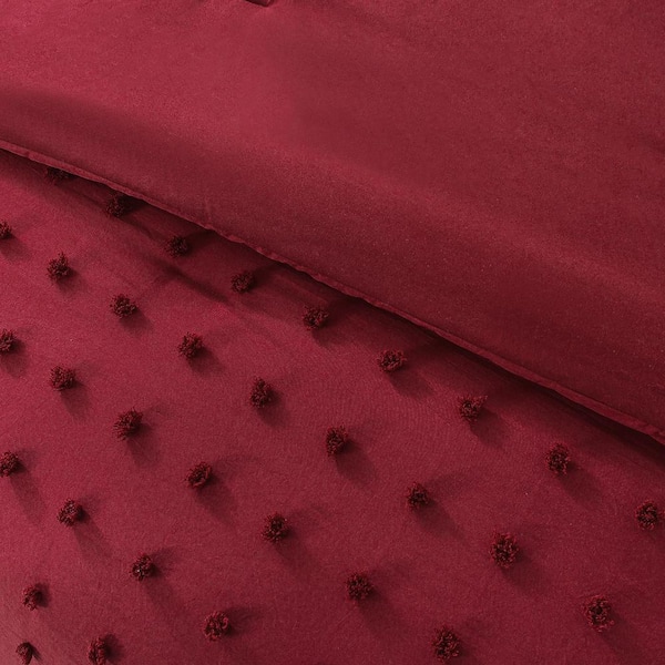 JML 3-Piece Burgundy Microfiber Queen Tufted Dot Comforter Set JHCS03-BGD-Q  - The Home Depot