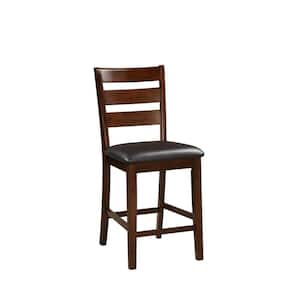 Wooden Walnut Brown Counter Height Armless Chair (Set of 2)