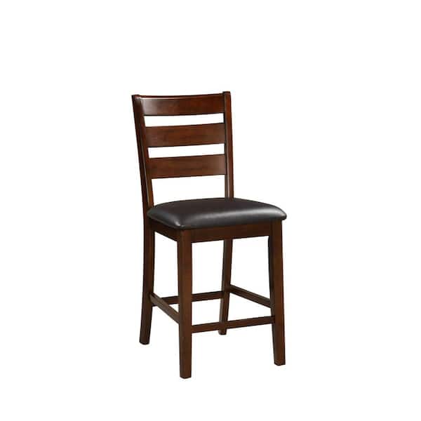 Benzara Wooden Walnut Brown Counter Height Armless Chair (Set of 2)
