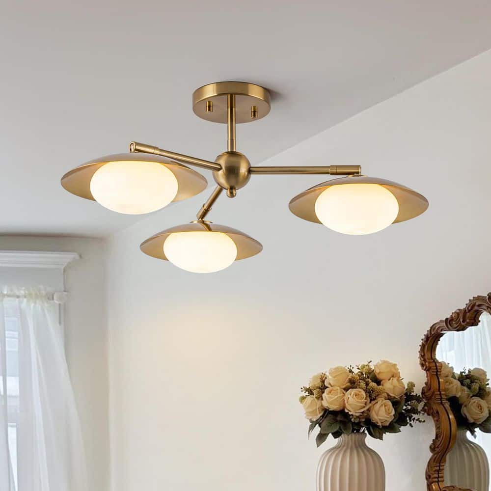 MONETTE UNITY FLG2-7 359 ほぼ新品 EDISLIVE 22 in. 3-Light Sputnik Brushed Gold Modern Semi-Flush