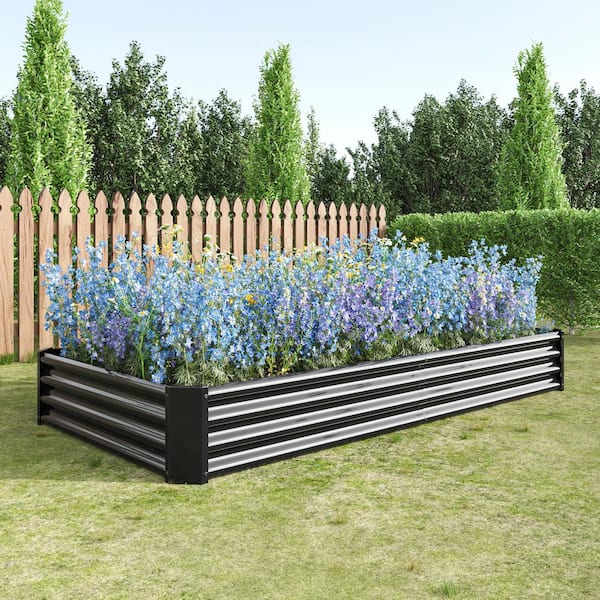 Unbranded 91 in. L x 45 in. W x 12 in. H Black Outdoor Metal Raised Garden Bed, Planter Box for Vegetables, Flowers