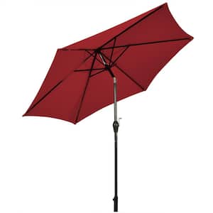 9 ft. Aluminum Market Crank and Tilt Patio Umbrella with Fade Resistant and UV Resistant in Red