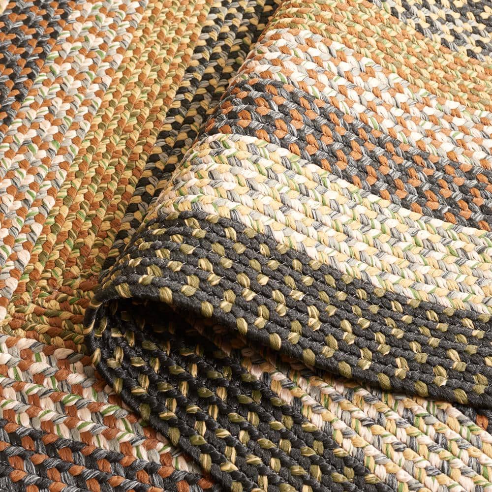 Handwoven Braided Blue Square Synthetic Rug, 4' x 4'