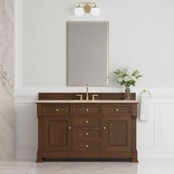Brookfield 60.0 in. Single Bath Vanity in Honey Oak with Tajnar Engineered Composite Top