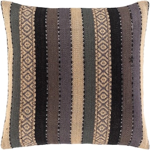Eldon Dark Brown Woven Polyester Fill 18 in. x 18 in. Decorative Pillow